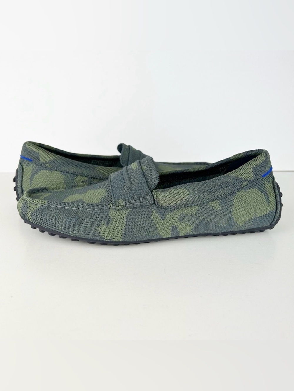Rothy’s The Driving Loafer Forest Green Camo Camouflage Slip On Shoes EUC